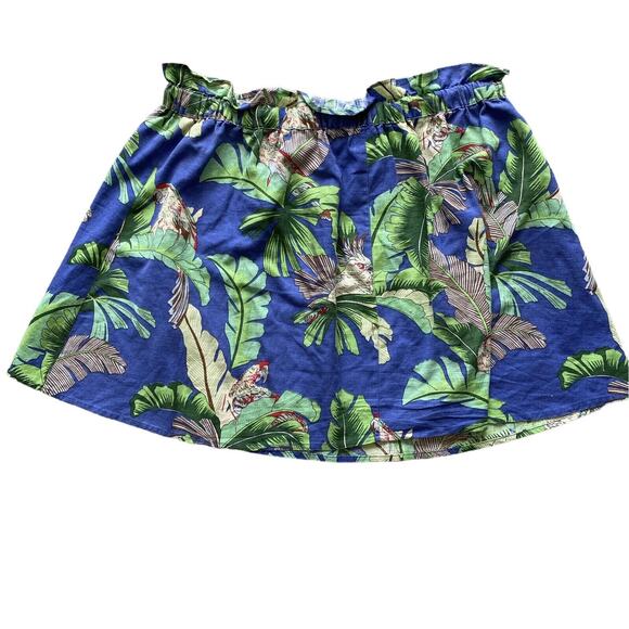 ASOS Linen Mini Skirt Women's Plus Size 18 Parrot Tropical Floral Print - Picture 5 of 9